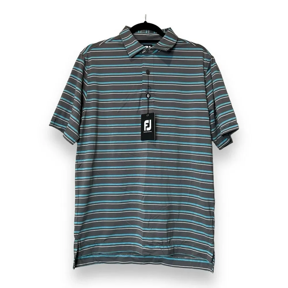 Footjoy Golf Polo Shirt Mens Size S Talking Stick Golf Club Striped Blue - Picture 1 of 7